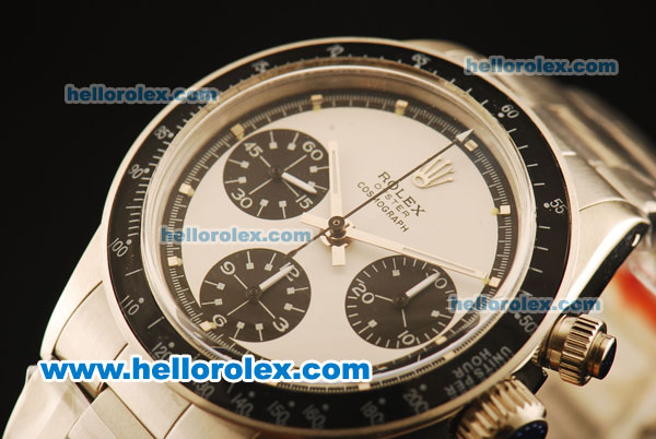 Rolex Daytona Vintage Edition Chronograph Swiss Valjoux 7750 Manual Winding Steel Case/Strap with White Dial - Click Image to Close